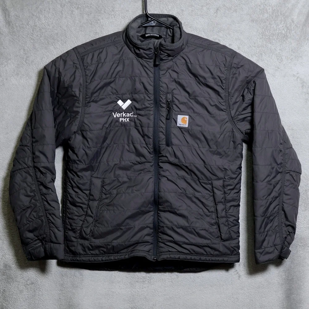 Carhartt Jacket Mens Medium Black Rain Defender Puffer Full Zip Quilted Relaxed